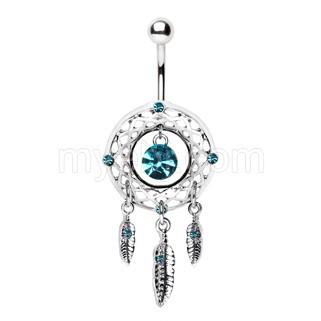 316L Stainless Steel Native Dream Catcher Navel Ring - YuppyCollections