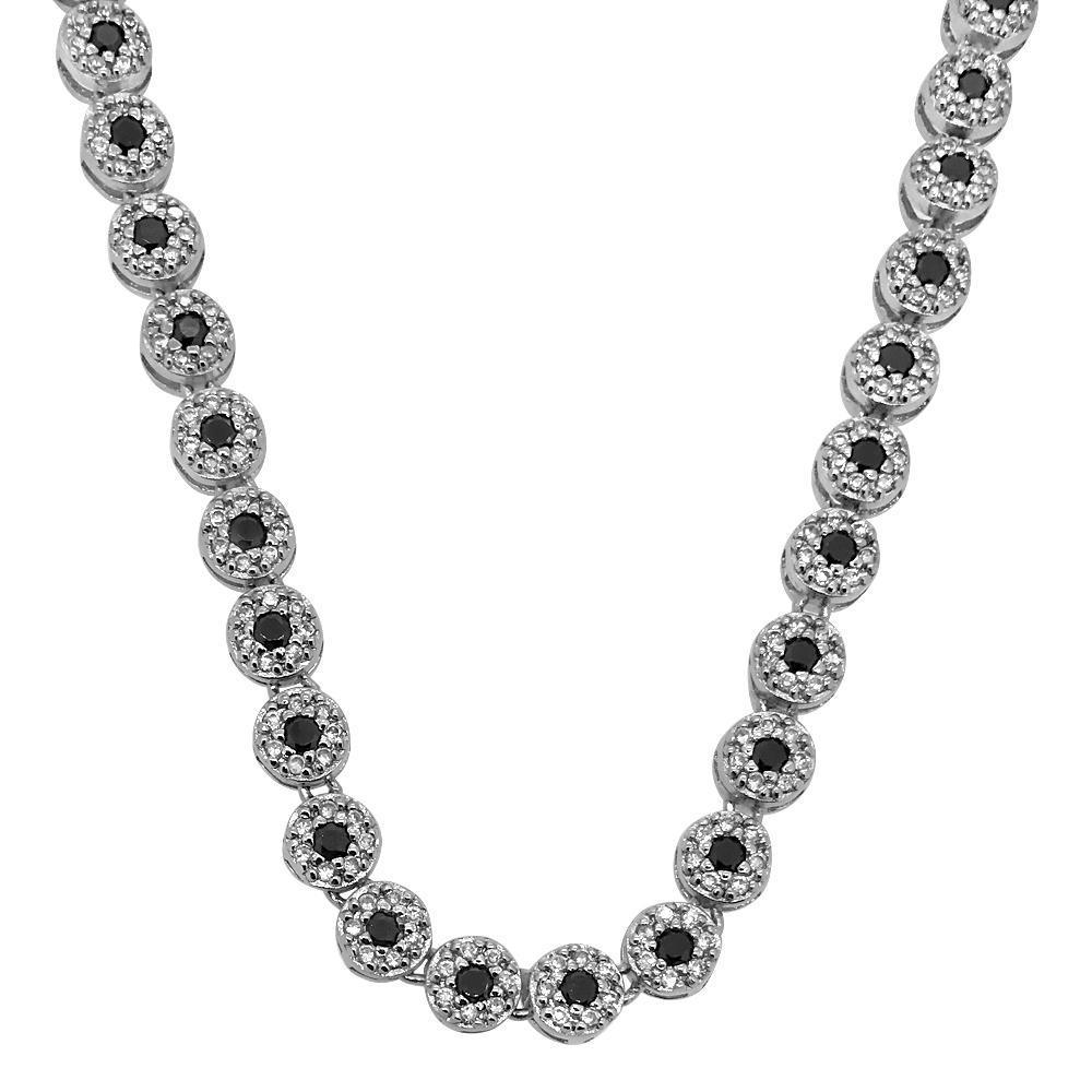 CZ Cluster Chain Black Center White - YuppyCollections