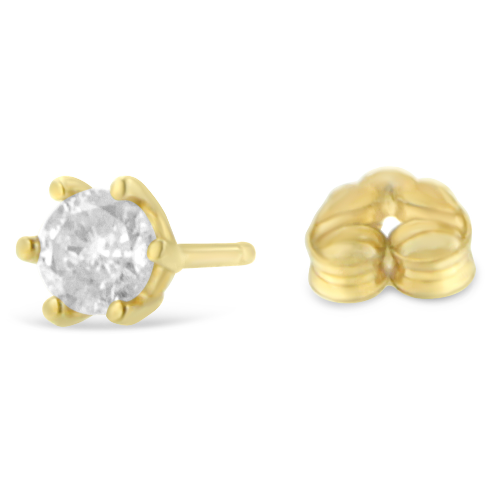 14K Yellow Gold 6-Prong 0.4ct. TDW Diamond Stud Earrings (I-J, I2-I3) - YuppyCollections