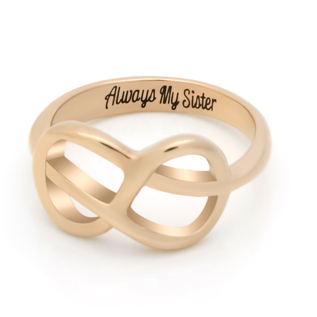 Sister Infinity Ring, Infinity Symbol Sister Ring "Always My Sister" Engraved on Inside Best Gift for Sister - YuppyCollections