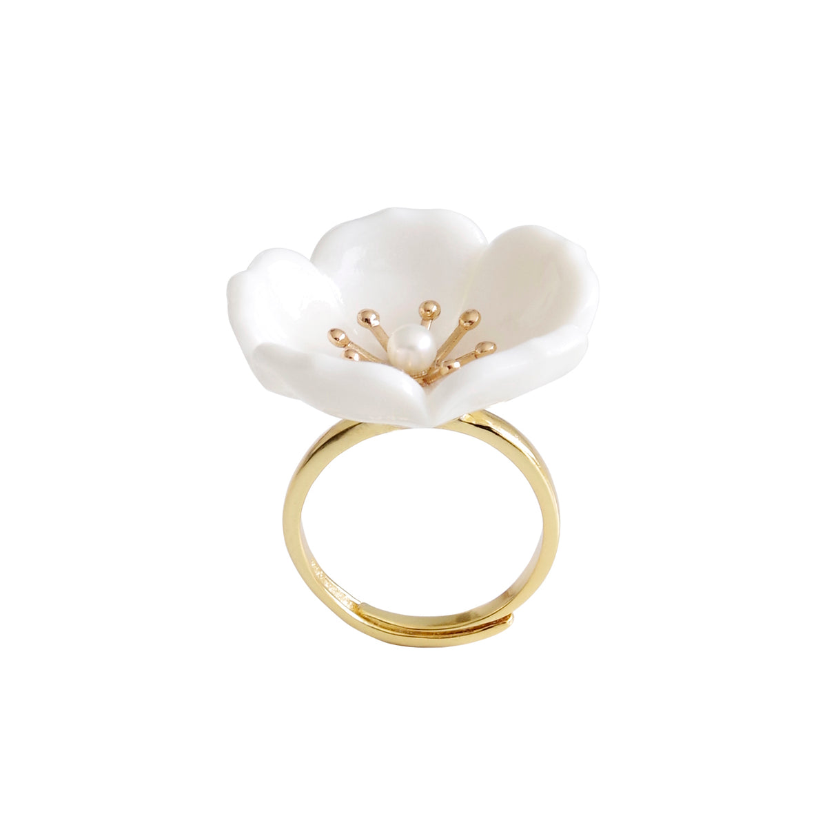 Snow-White Porcelain Plum Blossom Ring - YuppyCollections