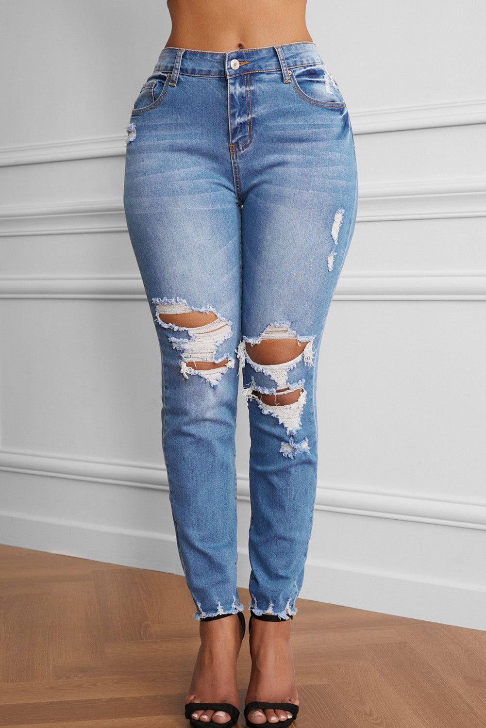 Raw Cut Frayed Hem Jeans - YuppyCollections