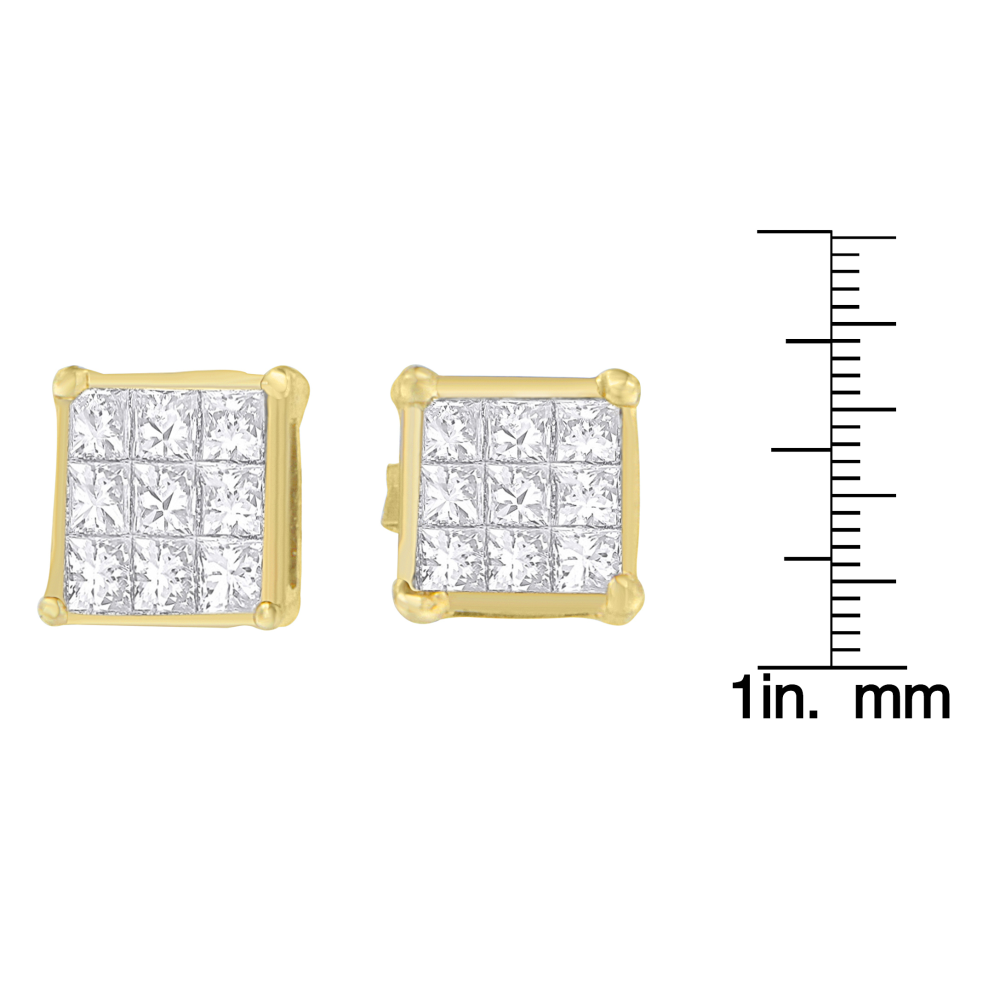 14K Yellow Gold 1/2ct TDW Princess-cut Diamond Earrings (H-I,VS1-VS2) - YuppyCollections