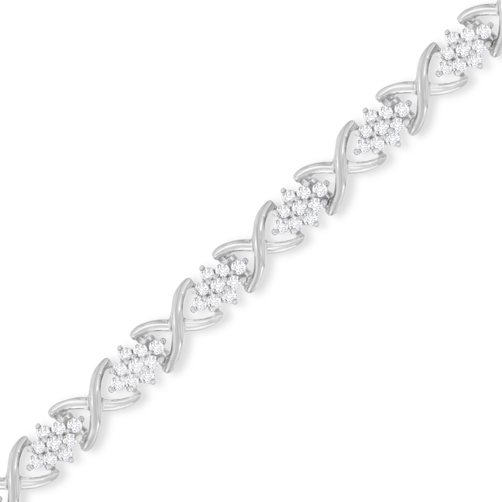 Sterling Silver 2.25ct TDW Rose-Cut Diamond Link Bracelet (I-J,I3) - YuppyCollections