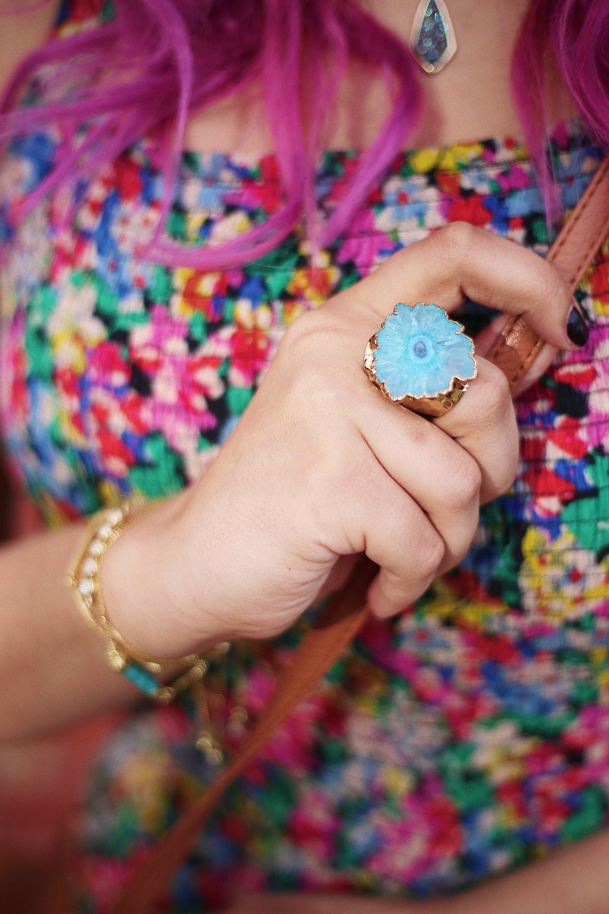 Baily Geode Statement Ring in Gold - YuppyCollections