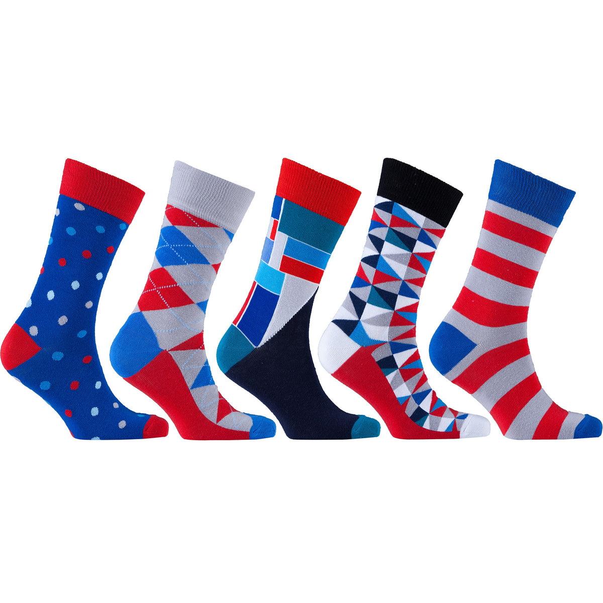 Men's 5-Pair Colorful Mix Socks-3030 - YuppyCollections