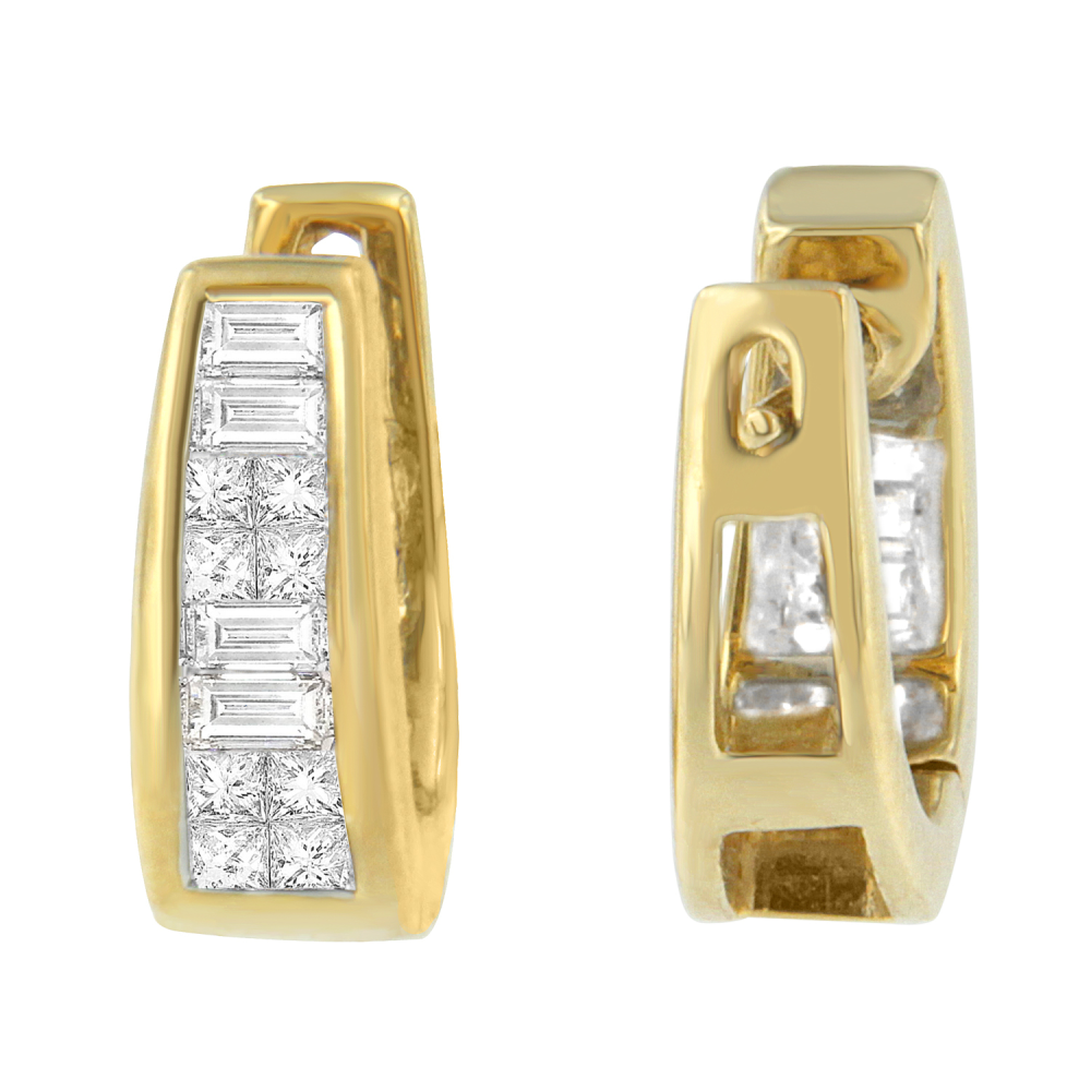 14k Yellow Gold 1/2ct TDW Princess and Baguette Diamond Earrings (I-J,VS1-VS2) - YuppyCollections