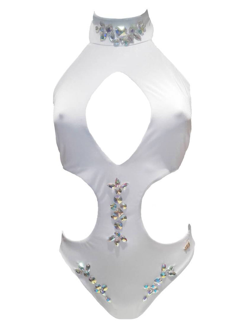 Malibu Rhinestone One Piece - White - YuppyCollections