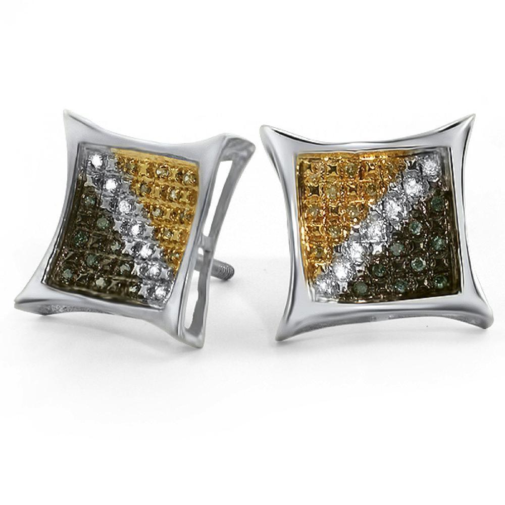 Multi Color Diamond Kite Earrings .925 Silver .33ct Illusion - YuppyCollections