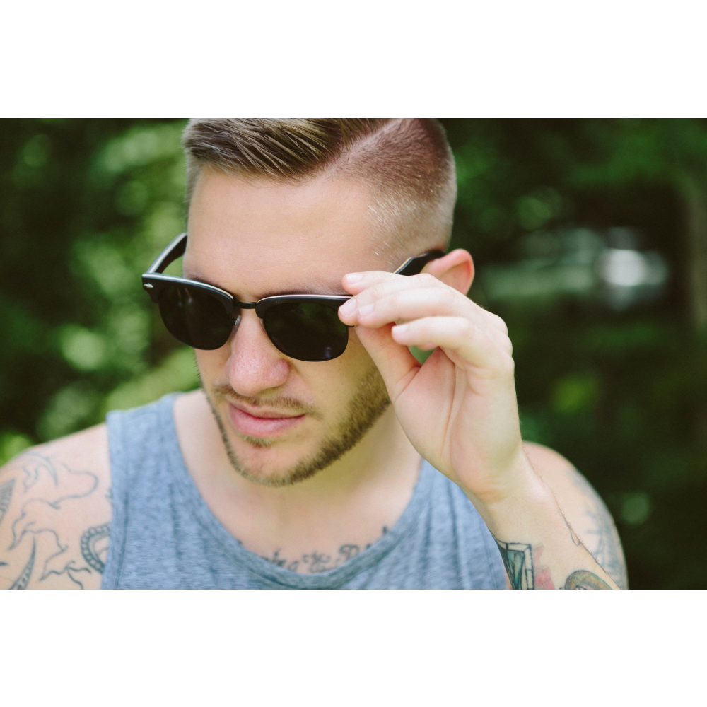 Men's & Women's Black Handcrafted Vintage Wood Sunglasses - Black Polarized Lenses - YuppyCollections