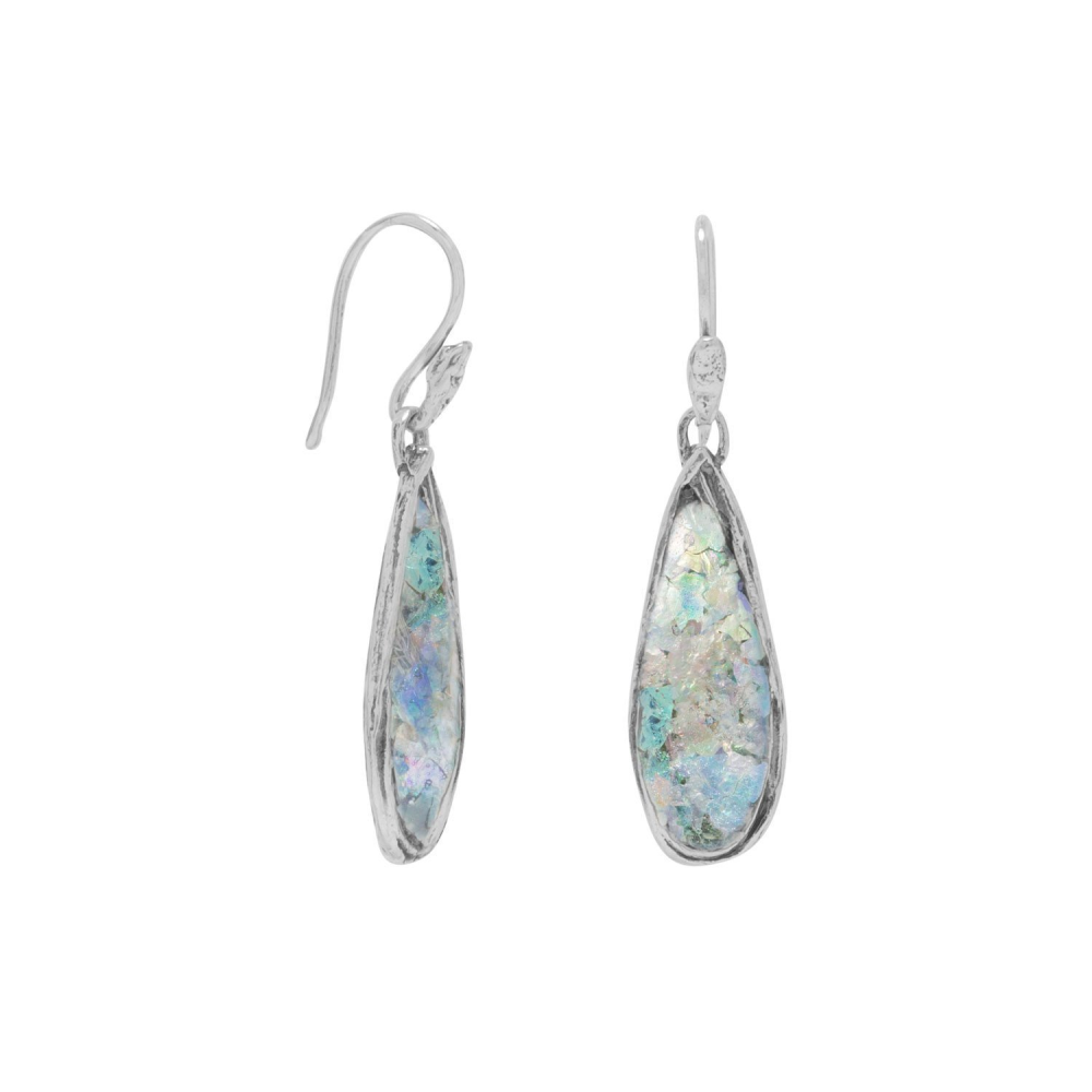 Ancient Roman Glass Pear Drop Earrings - YuppyCollections