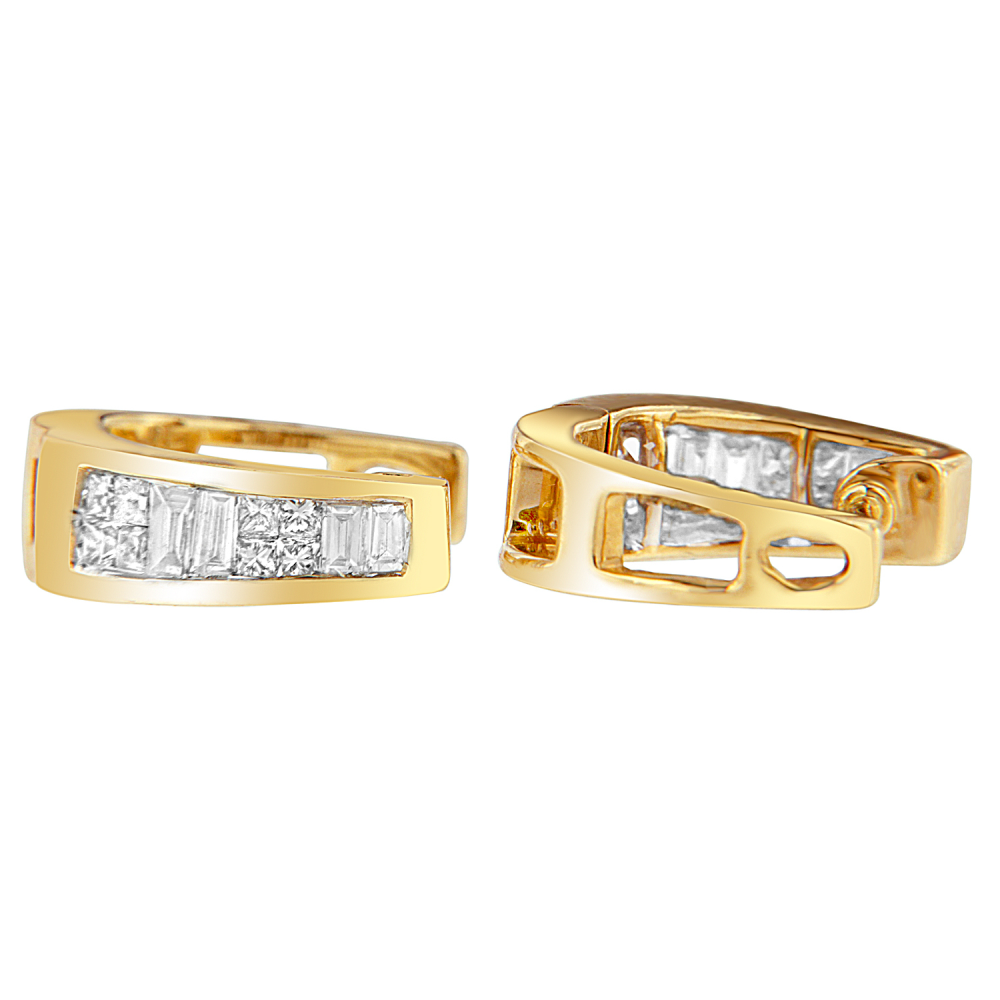 14k Yellow Gold 1/2ct TDW Princess and Baguette Diamond Earrings (I-J,VS1-VS2) - YuppyCollections