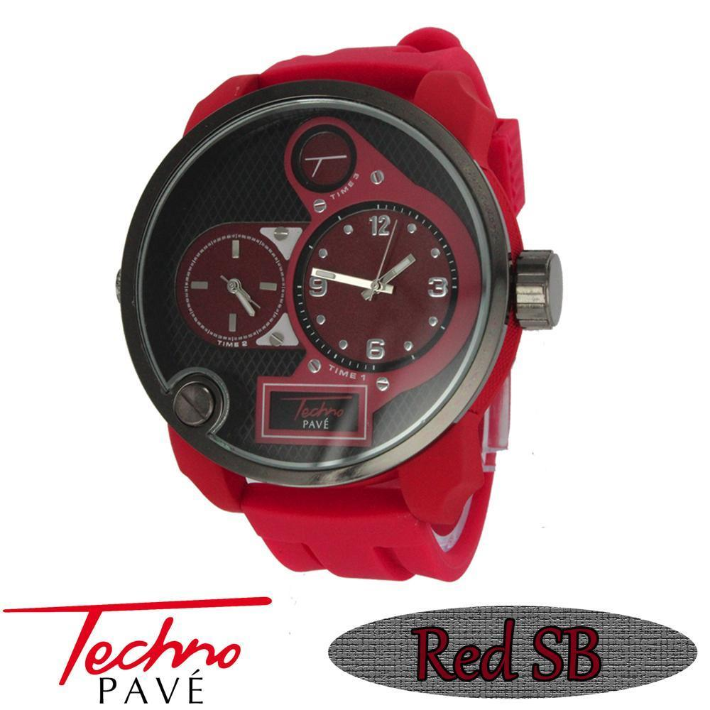 All Red Rubber Band Dual Time Zone Watch - YuppyCollections