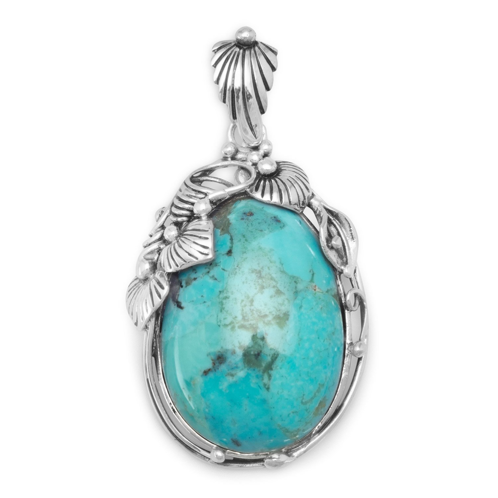 Oval Reconstituted Turquoise Pendant - YuppyCollections