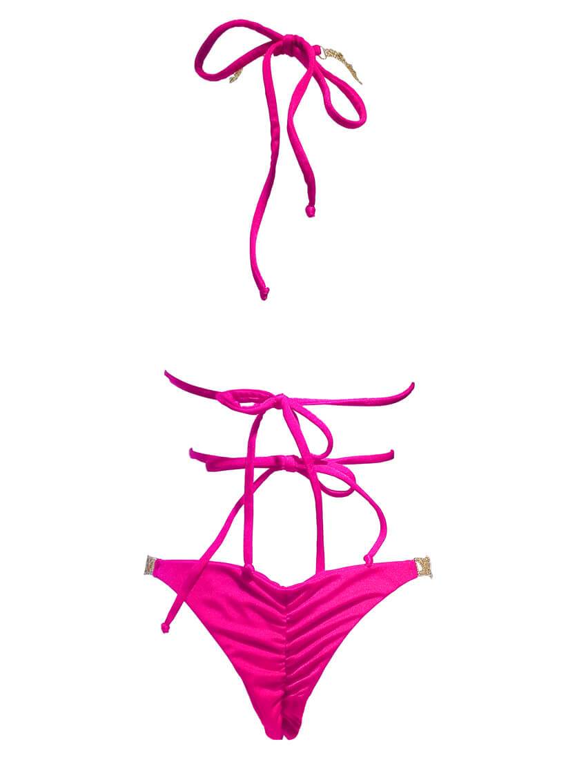 June Strappy Triangle Top & Tango Bottom - Pink - YuppyCollections