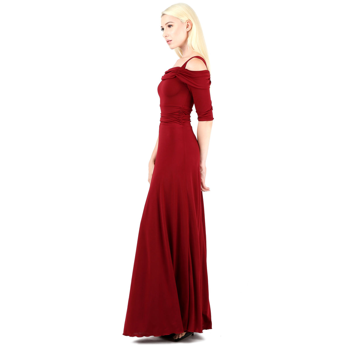 Evanese Women's Slip on Formal Long Eveing Party Dress Gown with 3/4 Sleeves - YuppyCollections