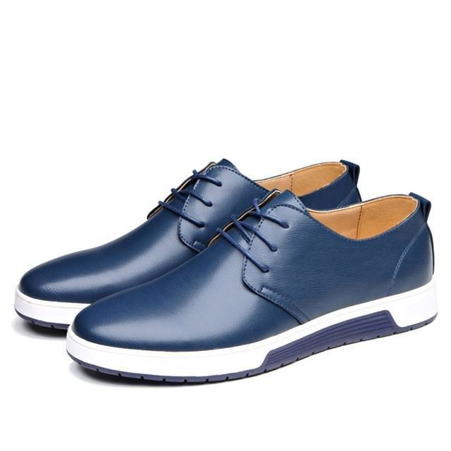 Mens Casual Daily Lace up Leather Shoes - YuppyCollections