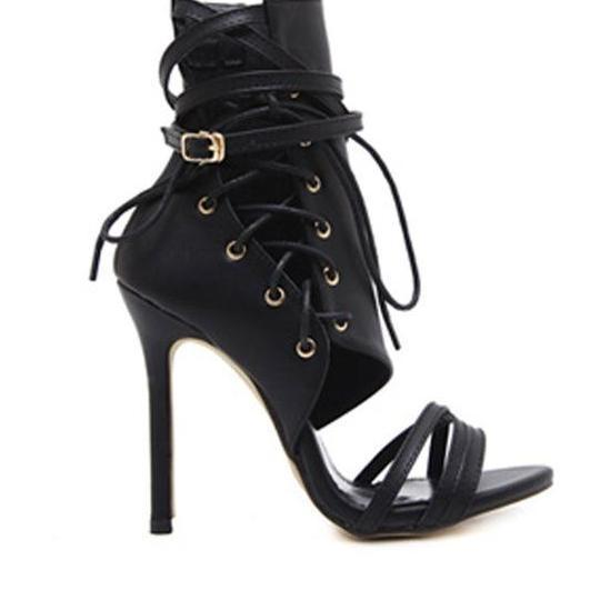 Lace Up High Heel Sandals - YuppyCollections