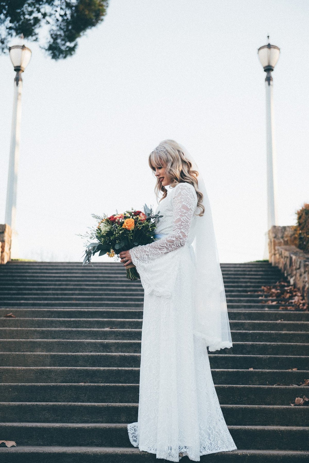 Full Lace Bell Sleeves Wedding maxi dress in Ivory 1167 - YuppyCollections