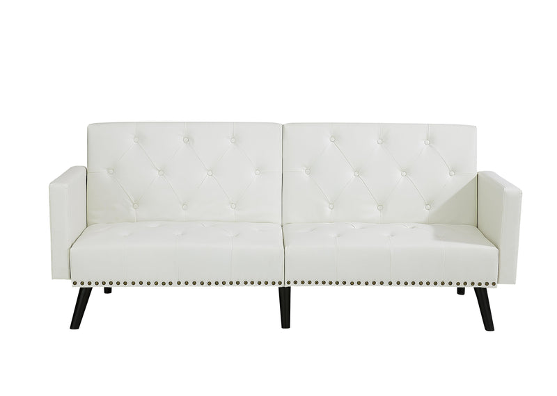 Naomi Home Convertible Tufted Futon Sofa-Color:White,Fabric:Faux LeatherNaomi Home Convertible Tufted Futon Sofa-Color:White,Fabric:Faux Leather - YuppyCollections