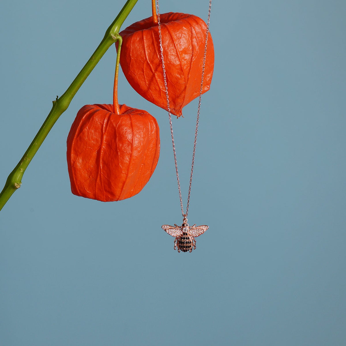 Honey Bee Pendant Necklace Silver - YuppyCollections