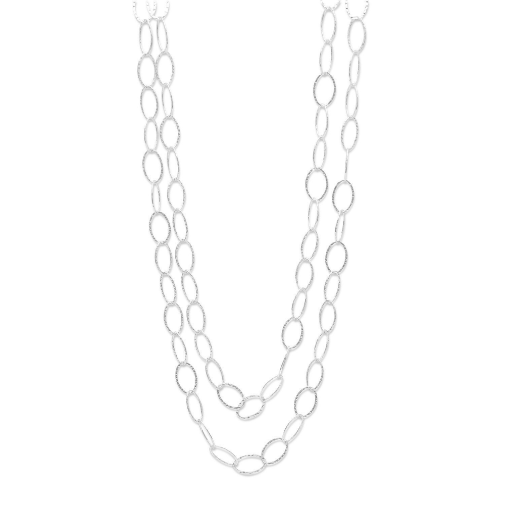 60" Hammered Oval Link Necklace - YuppyCollections