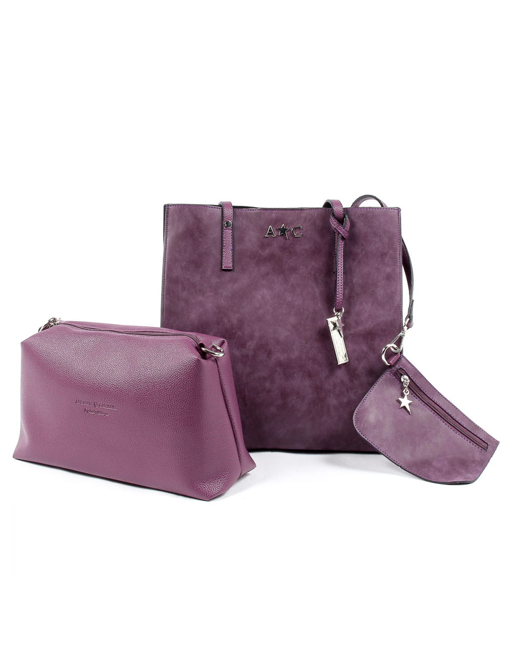 Andrew Charles Womens Handbag Purple SERINA - YuppyCollections