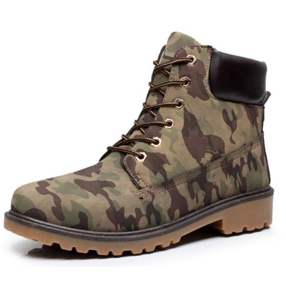 Mens Army Style Camouflage Outdoor Waterproof Boots - YuppyCollections