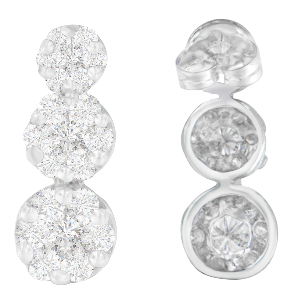 14K White Gold 2ct. TDW Round-cut Diamond Earrings (H-I,I1-I2) - YuppyCollections