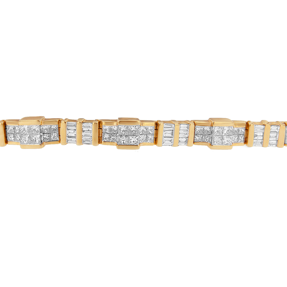 14K Yellow Gold 8.30ct TDW Baguette and Princess-cut Diamond Bracelet (H-I,SI1-SI2) - YuppyCollections