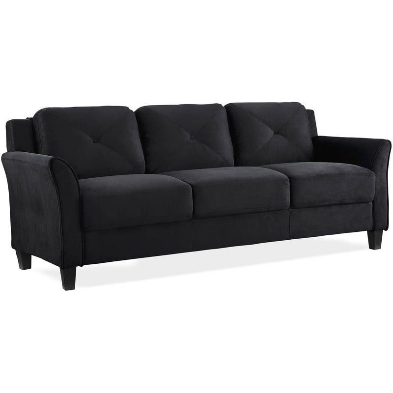 Lifestyle Solutions Taryn 78.75" Curved-Arm Sofa, BlackLifestyle Solutions Taryn 78.75" Curved-Arm Sofa, Black - YuppyCollections