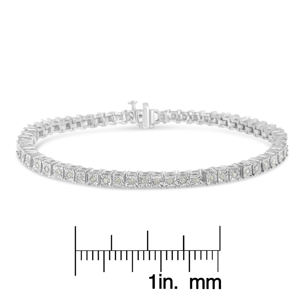 Sterling Silver 1ct. TDW Rose-cut Diamond Tennis Bracelet (I-J, I3-Promo) - YuppyCollections