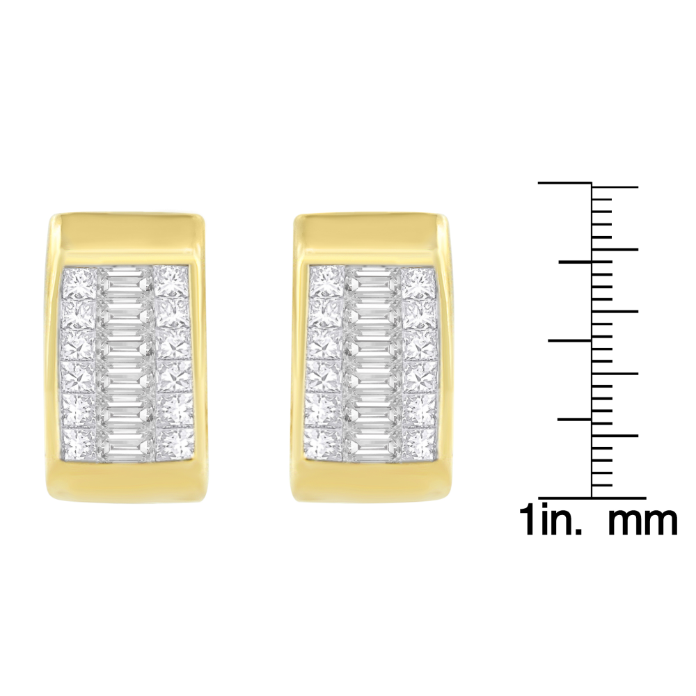 14K Yellow Gold 1ct. TDW Baguette and Princess-cut Diamonds Earrings (H-I,VS1-VS2) - YuppyCollections