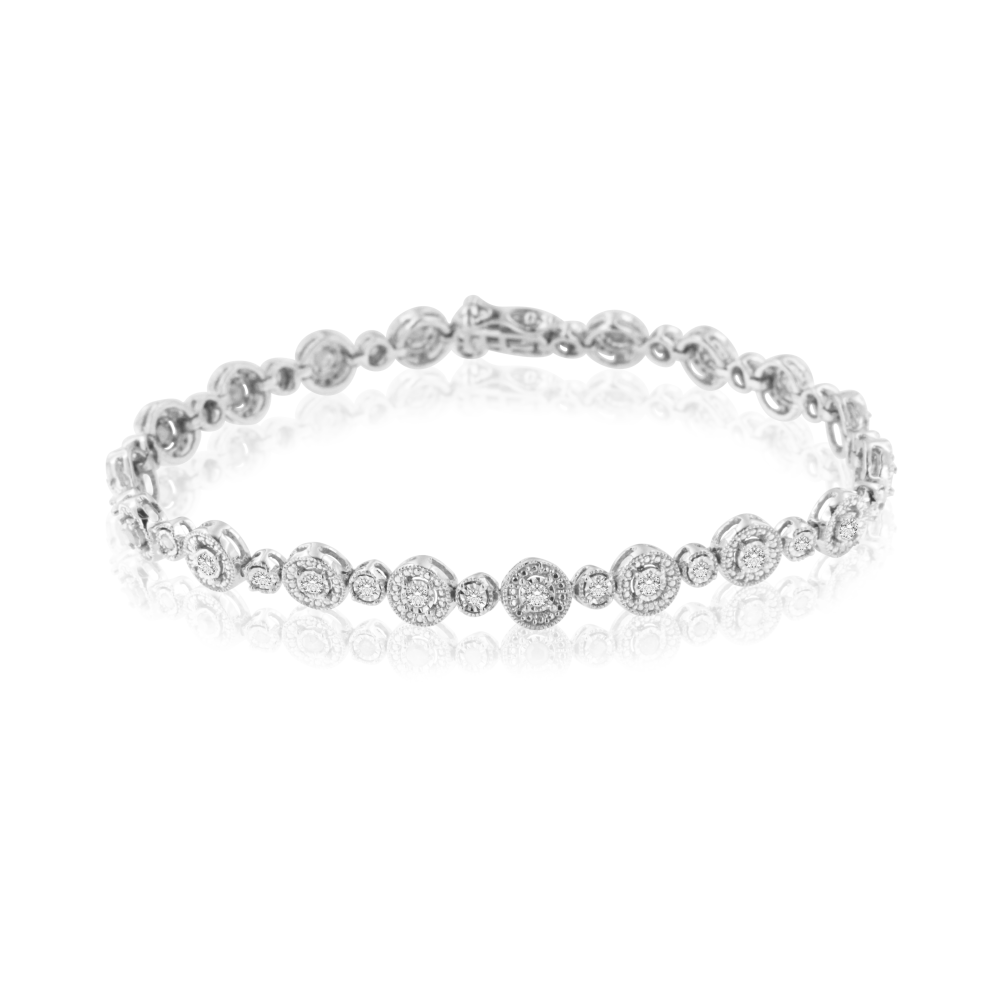 Sterling Silver 1.33ct TDW Diamond Link Bracelet (I-J,I3-Promo) - YuppyCollections