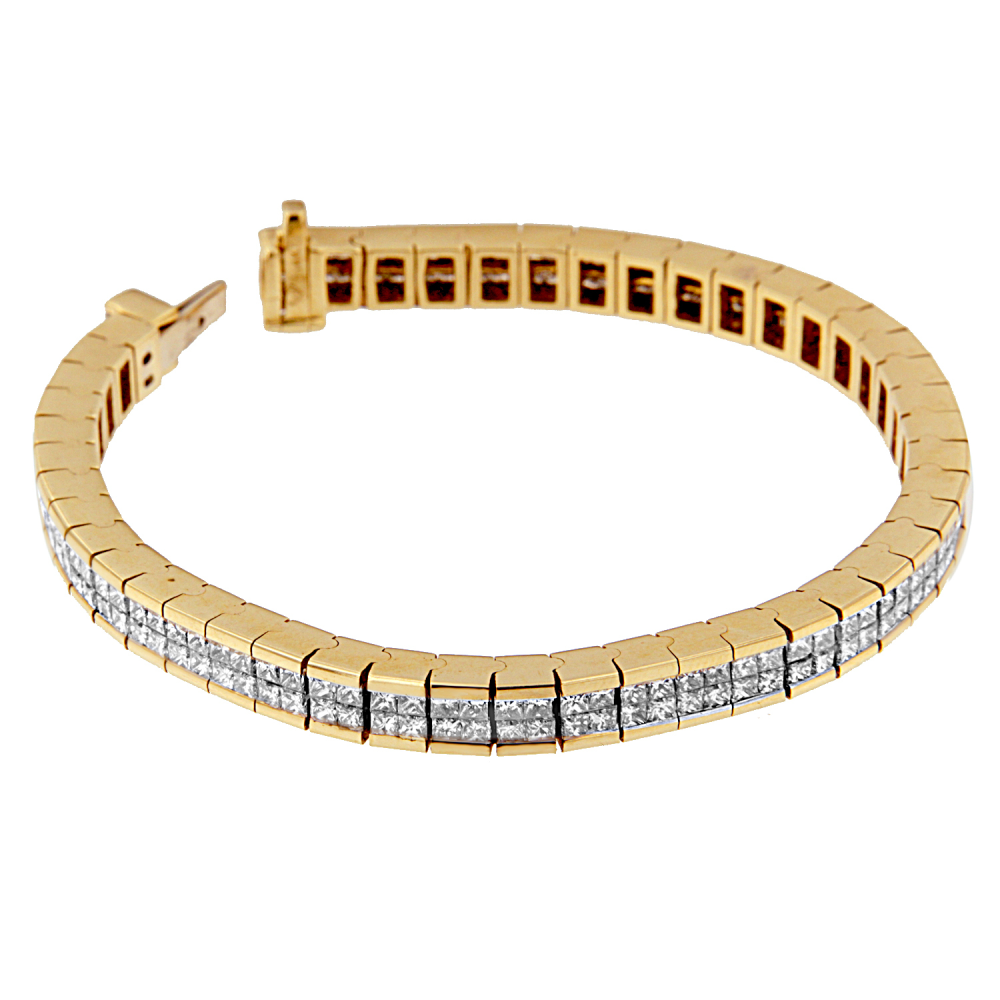 14K Yellow Gold 7 3/8ct. TDW Princess Cut Diamond Eternity Bracelet (G-H,VS2-SI1) - YuppyCollections