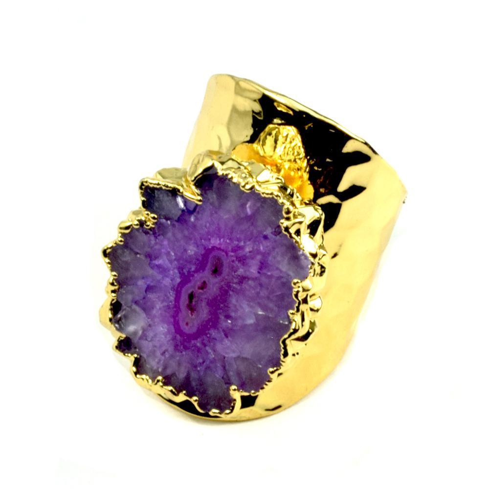 Baily Geode Statement Ring in Gold - YuppyCollections