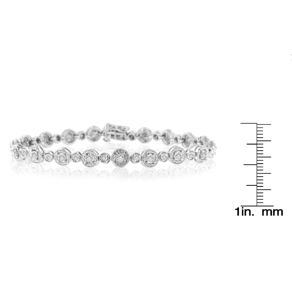 Sterling Silver 1.33ct TDW Diamond Link Bracelet (I-J,I3-Promo) - YuppyCollections