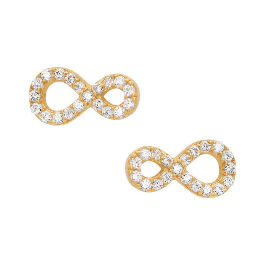 , Gold Pl Silver CZ encrusted Infinity Studs .25" x .5 - YuppyCollections