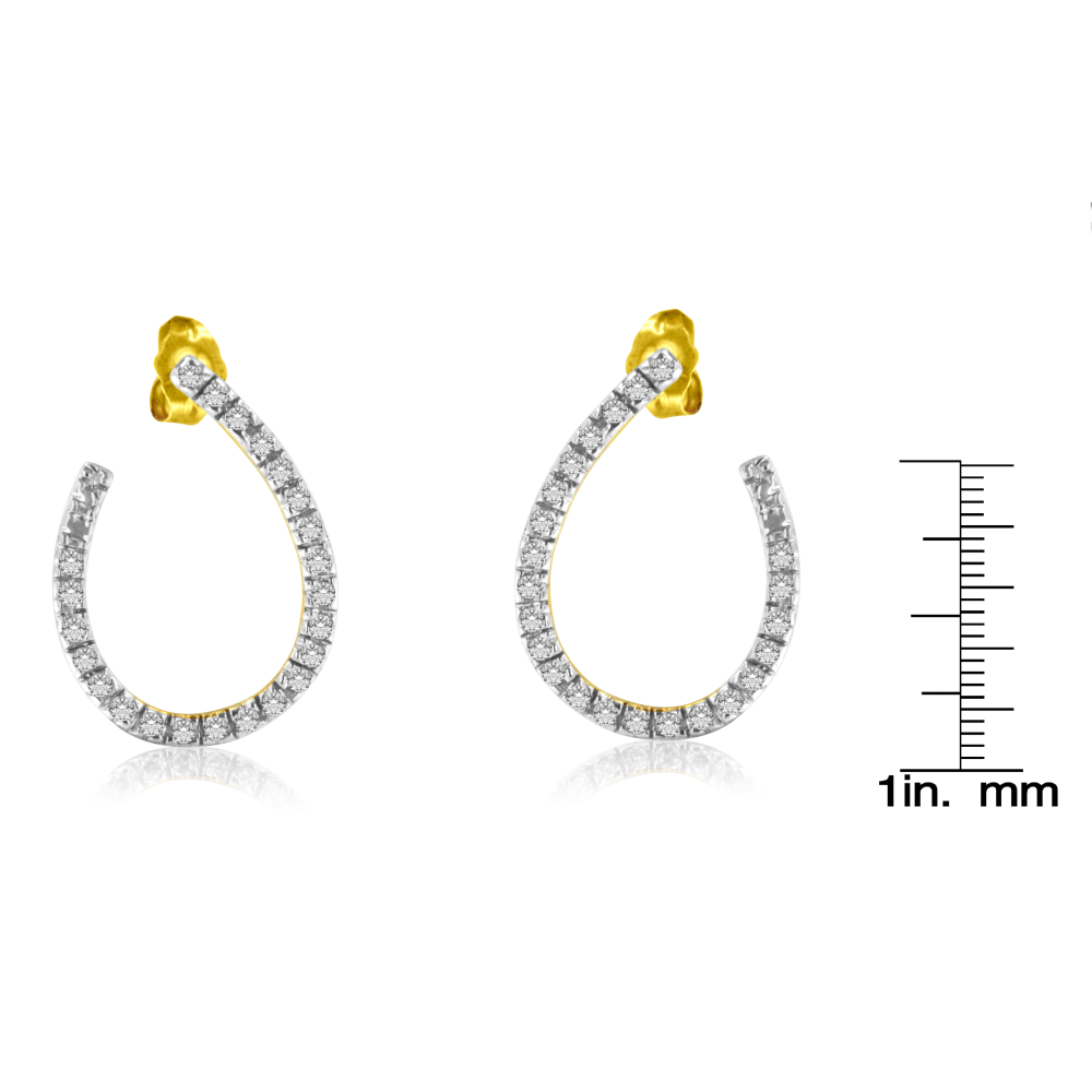 14K Yellow Gold 0.5 CTTW Diamond Hoop Earrings (H-I, I1-I2) - YuppyCollections