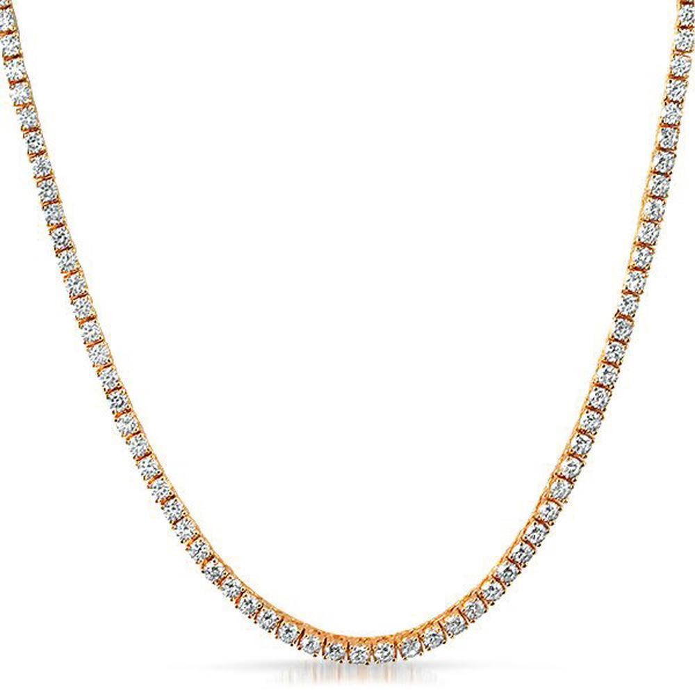 .925 Sterling Silver 2.25MM CZ Tennis Chain Rose Gold - YuppyCollections