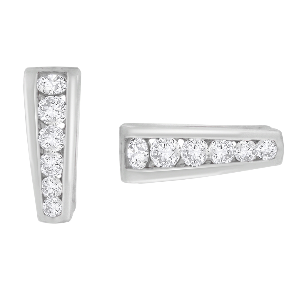 14k White Gold 1/4ct Round Cut Diamond Huggy Earrings (I-J I2-I3) - YuppyCollections