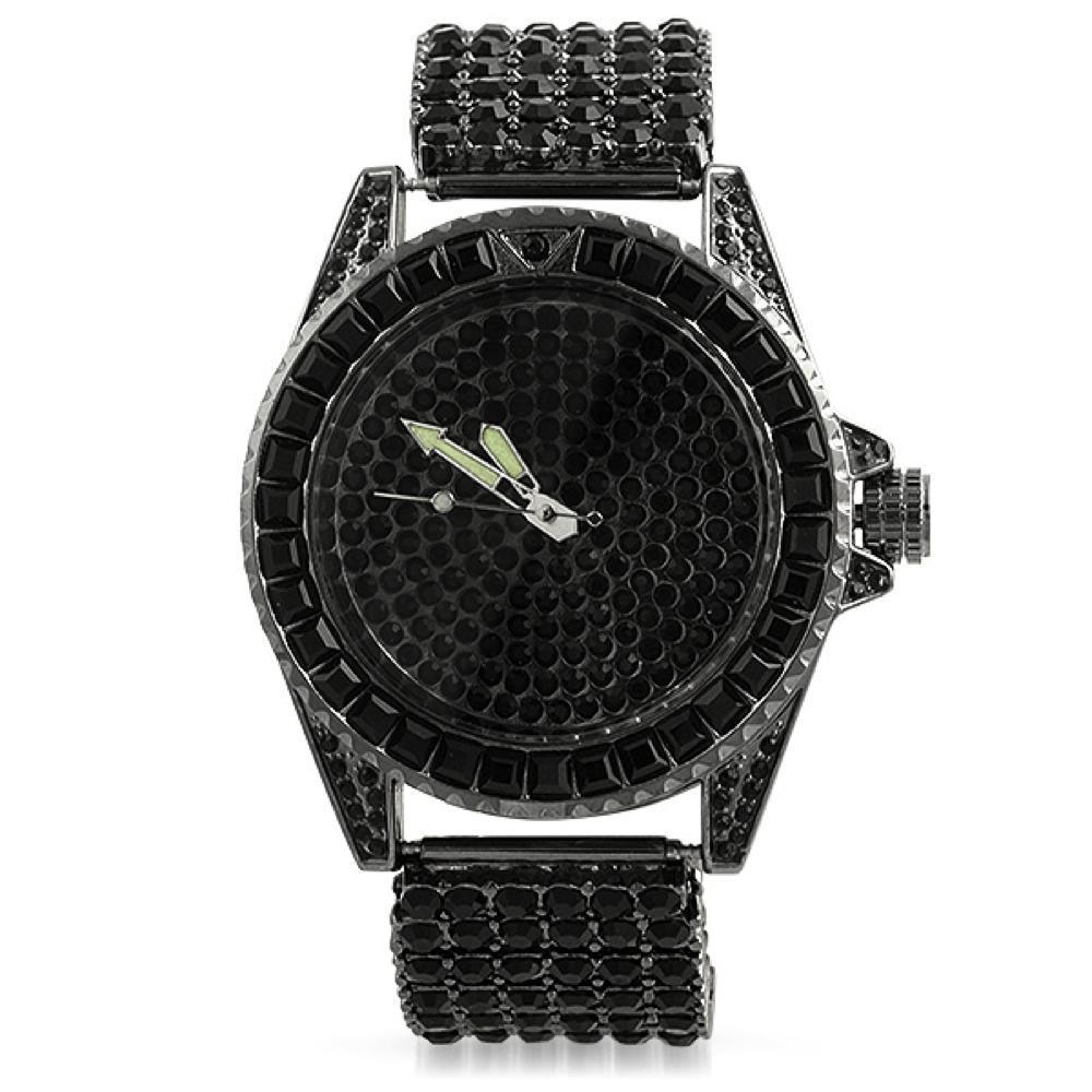 Princess Cut Black 6 Row Watch - YuppyCollections