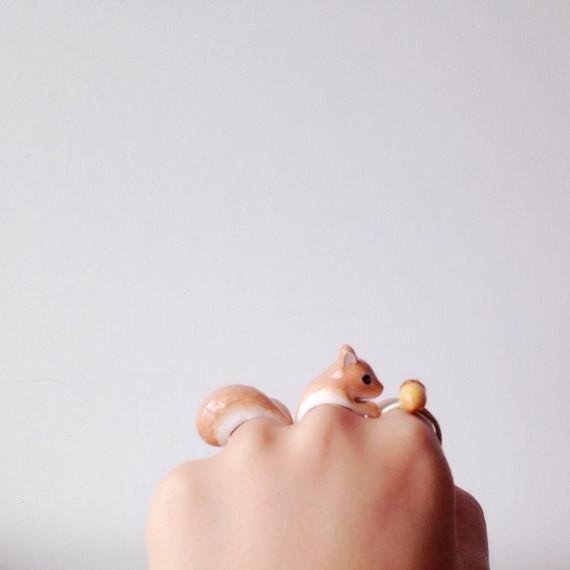 Mary Lou Orange Squirrel Ring - YuppyCollections