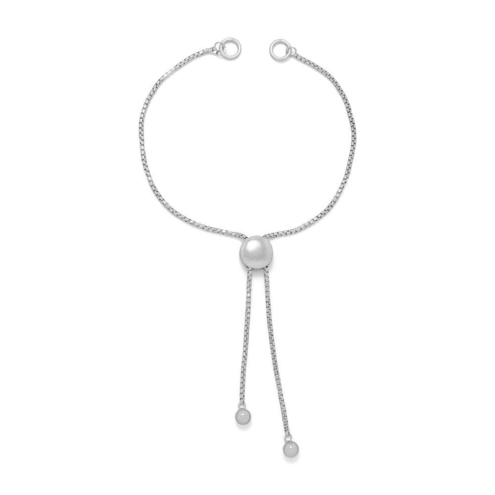 Rhodium Plated Adaptable Round Box Chain Bolo Bracelet - YuppyCollections