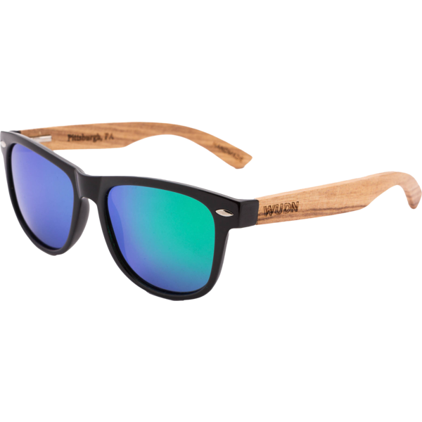 Mens & Women's Handmade Zebra Wood Hybrid Sunglasses - Aqua Blue Polarized Lenses - YuppyCollections