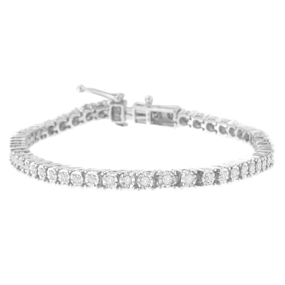 Sterling Silver 1ct TDW Rose-cut Diamond Tennis Bracelet (I-J, I3-Promo) Size 8 - YuppyCollections