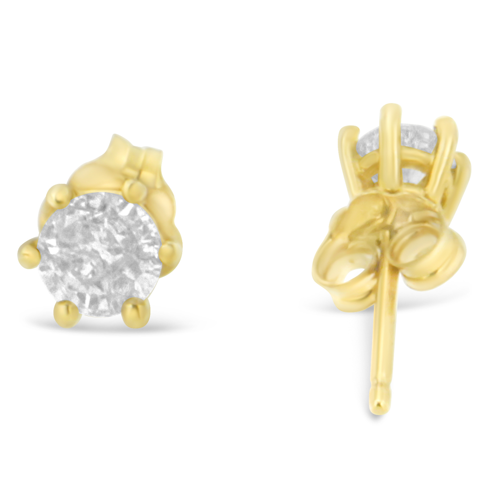 14K Yellow Gold 6-Prong 0.4ct. TDW Diamond Stud Earrings (I-J, I2-I3) - YuppyCollections