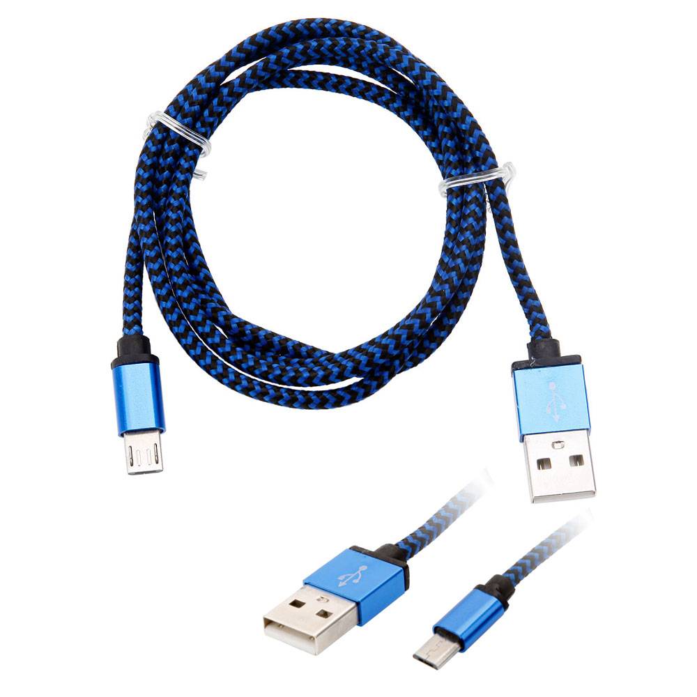 3FT Braided Aluminum USB Android Data Cable Blue - YuppyCollections