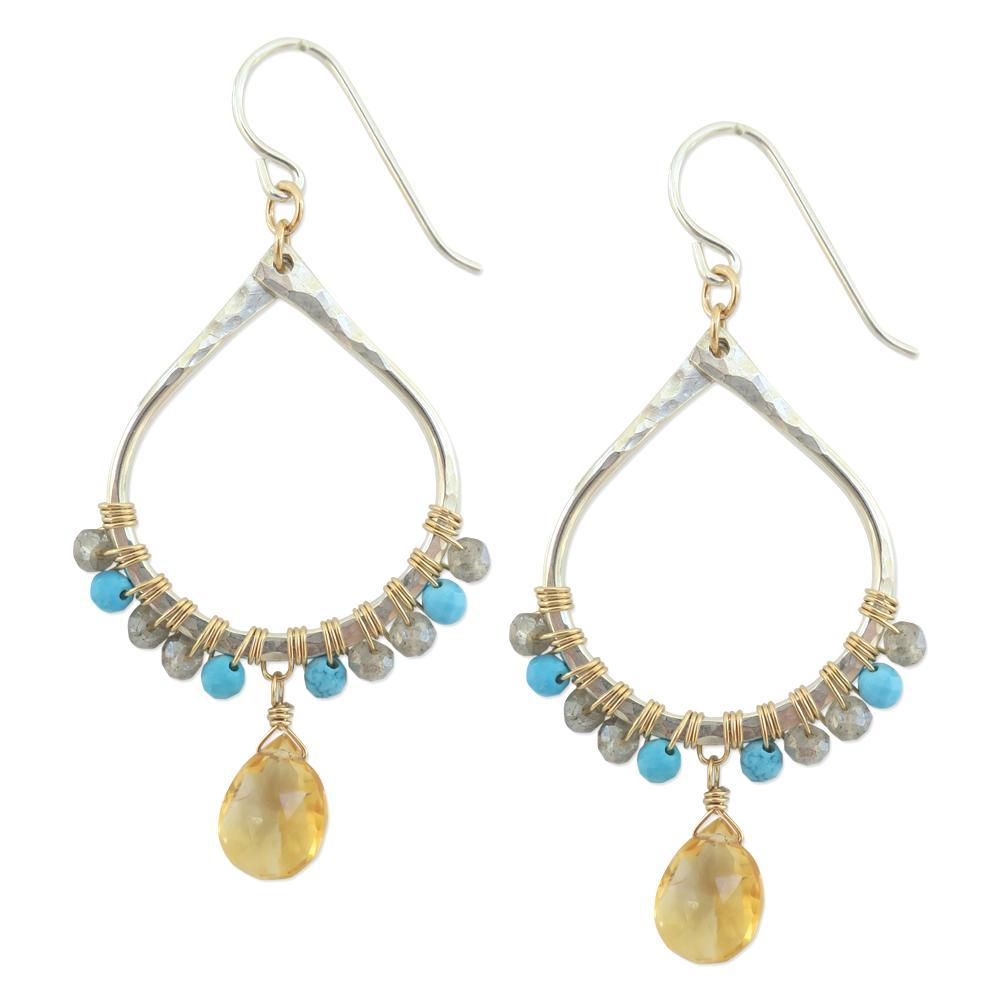 Audrey Earrings in Turquoise / Citrine - YuppyCollections