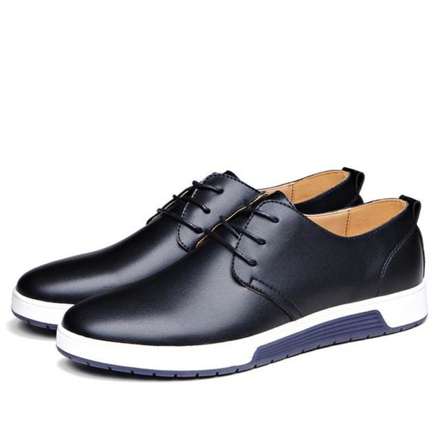 Mens Casual Daily Lace up Leather Shoes - YuppyCollections